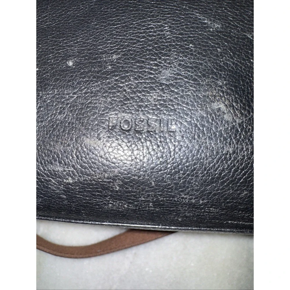 Fossil Sadie Satchel Black Brown Leather Bag Double Handle Crossbody Retail $329